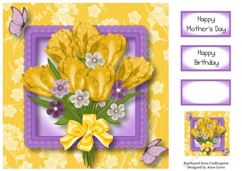 Beautiful Bunch Of Yellow Tulips 8x8