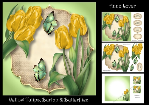 Yellow Tulips, Burlap & Butterflies