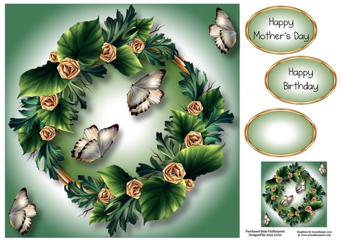 Spring Florals - Green & Gold 8x8