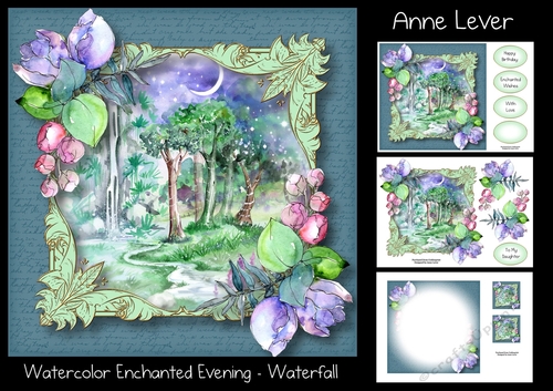Watercolour Enchanted Evening - Waterfall