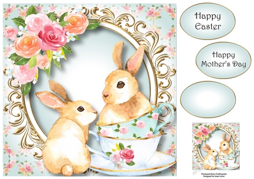 Bunnies In Teacups 8x8