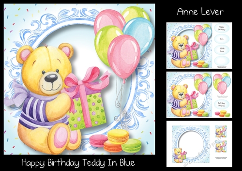 Happy Birthday Teddy In Blue