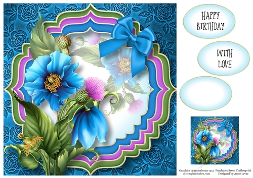Trio Fancy Frame - Bright Blue 8x8