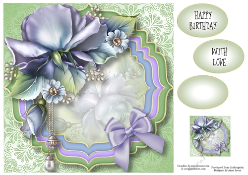 Trio Fancy frame - Porcelain Blue 8x8