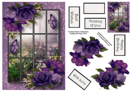 Scenic Window - Purple Roses A5