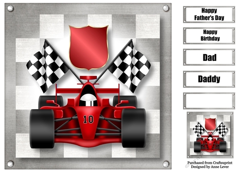 Red Fornula Racing Car (dad, fathers day) 8x8