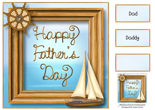 Sailing Boat Happy Fathers Day 8x8