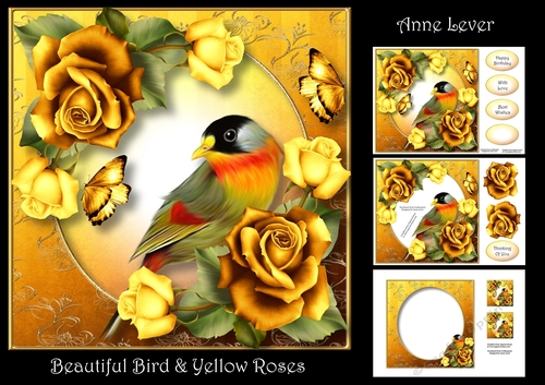 Beautiful Bird & Yellow Roses