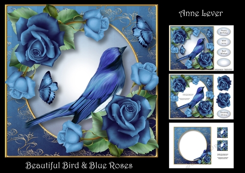 Beautiful Bird & Blue Roses
