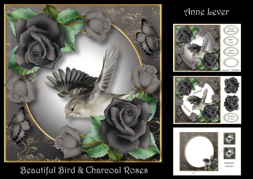 Beautiful Bird & Charcoal Roses
