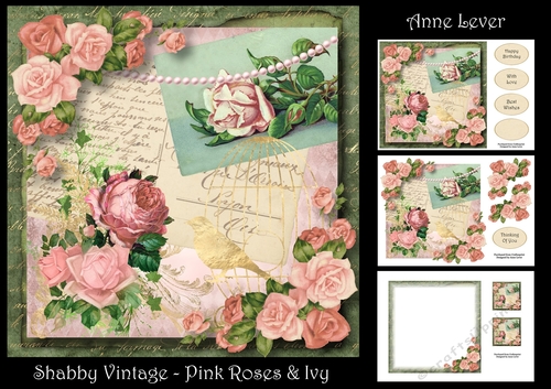 Shabby Vintage - Pink Roses & Ivy