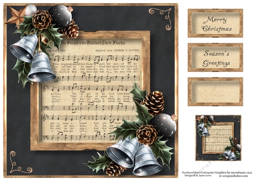 Vintage Christmas Sheet Music - While Shepherds Watch 8x8