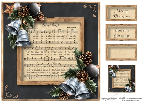 Vintage Christmas Sheet Music - Silent Night 8x8