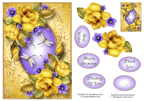Gilded Frame & Yellow Roses A5