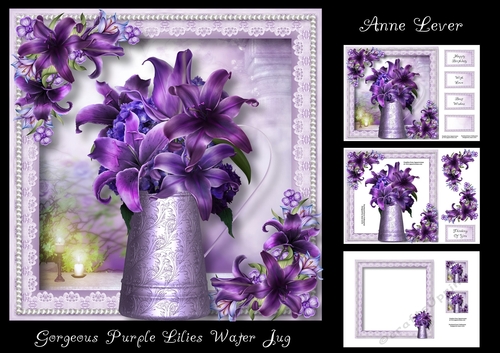 Gorgeous Purple Lilies Water Jug
