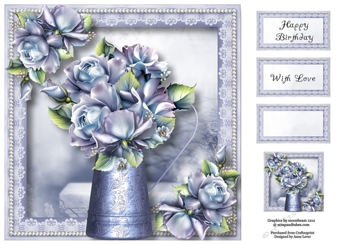 Blue Beautiful Roses Water Jug 8x8