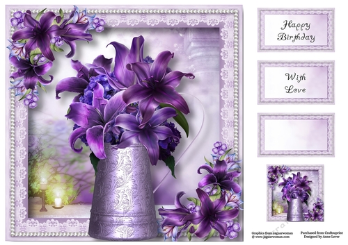Gorgeous Purple Lilies Water Jug 8x8