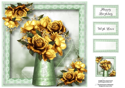Yellow Pretty Roses Water Jug 8x8