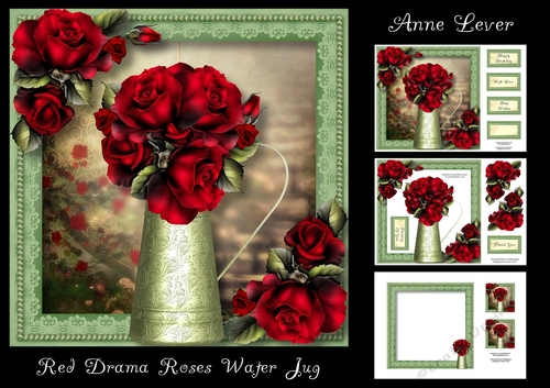 Red Drama Roses Water Jug