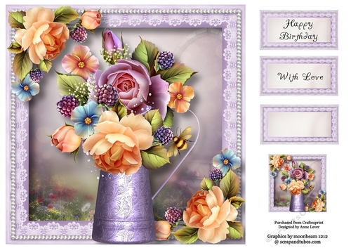 Pretty English Roses Water Jug 8x8