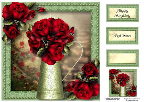 Red Drama Roses Water Jug 8x8
