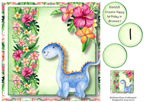 Dinosaur Tropical Birthday 4 8x8