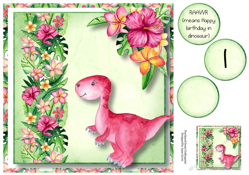 Dinosaur Tropical Birthday 2 8x8