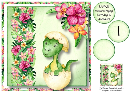 Dinosaur Tropical Birthday 1 8x8