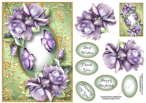 Gilded Frame & Purple Roses A5