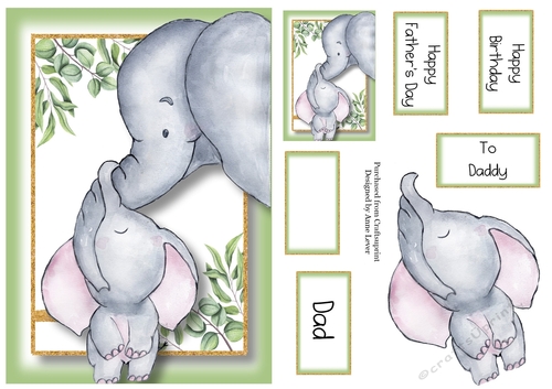 Happy Fathers Day Elephants A5