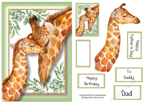 Happy Fathers Day Giraffes A5