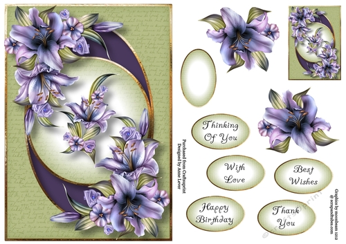 Centre Circle Purple lilies A5