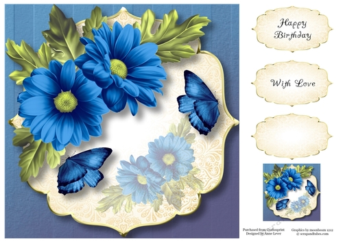 Chrysanthemum Corner - Beautiful Blue 8x8