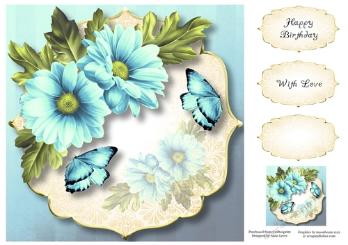 Chrysanthemum Corner - Pale Blue 8x8