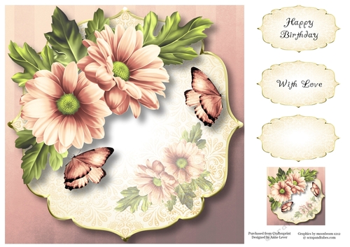 Chrysanthemum Corner - Palest Pink 8x8