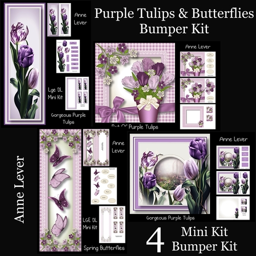 Purple Tulips & Butterflies Bumper Kit