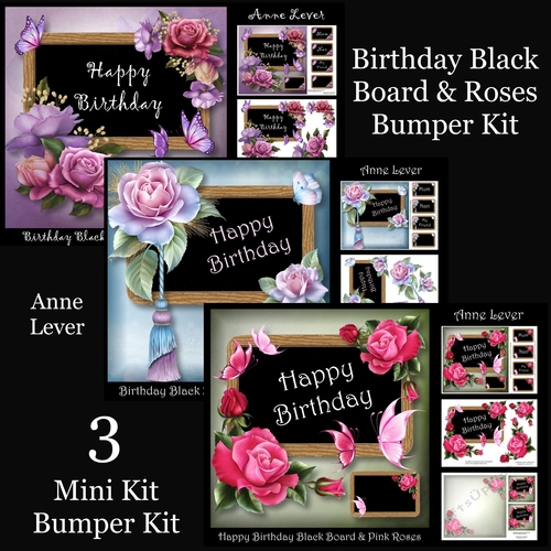 Birthday Black Board & Roses Bumper Kit