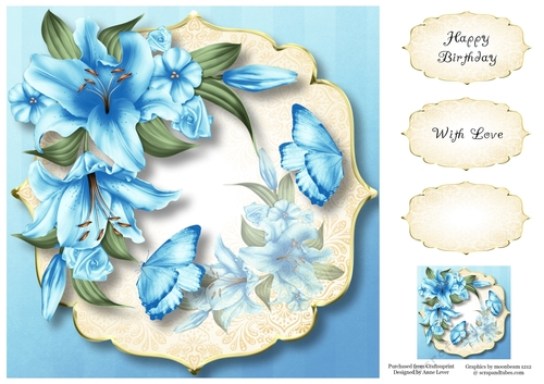 Lovely Lily - Pale Blue 8x8