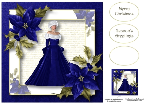 Poise & Poinsettias - Blue 8x8