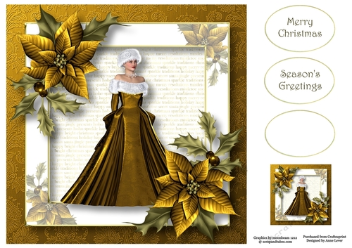 Poise & Poinsettias - Gold 8x8