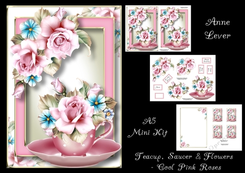 Teacup, Saucer & Flowers - Cool Pink Roses
