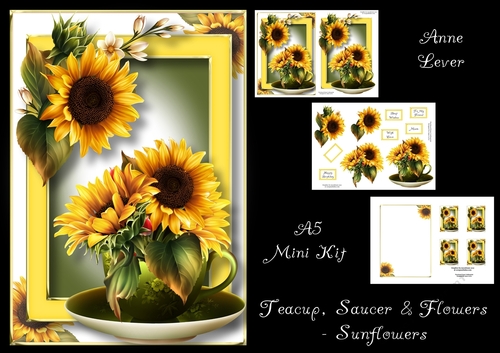 Teacup, Saucer & Flowers - Sunflowers