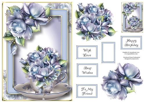 Teacup, Saucer & Flowers - Porcelain Roses A5