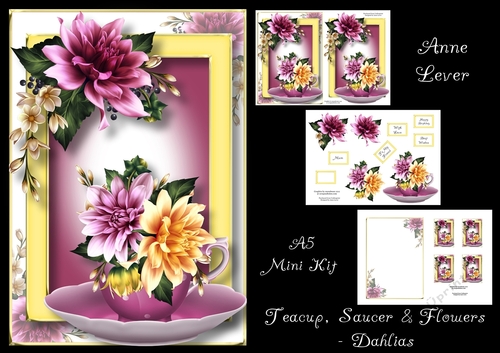 Teacup, Saucer & Flowers - Dahlias