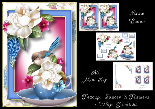 Teacup, Saucer & Flowers - White Gardinia
