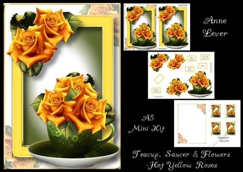 Teacup, Saucer & Flowers - Hot Yellow Roses