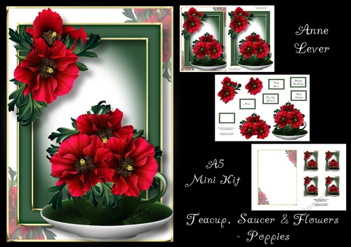 Teacup, Saucer & Flowers - Poppies