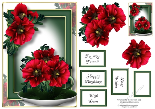 Teacup, Saucer & Flowers - Poppies A5
