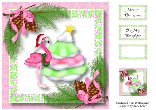 Christmas Flamingo 8x8