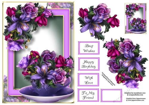 Teacup, Saucer & Flowers - Soft Gothic A5